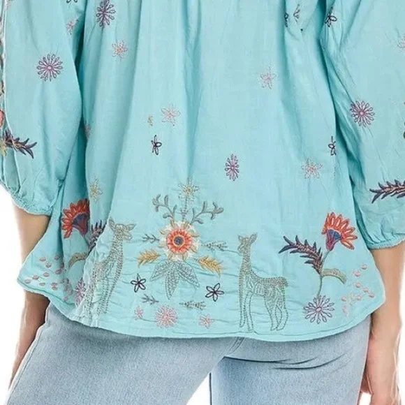 Johnny Was heavily embroidered “Lucy” artesian blouse NWT - Picture 5 of 16